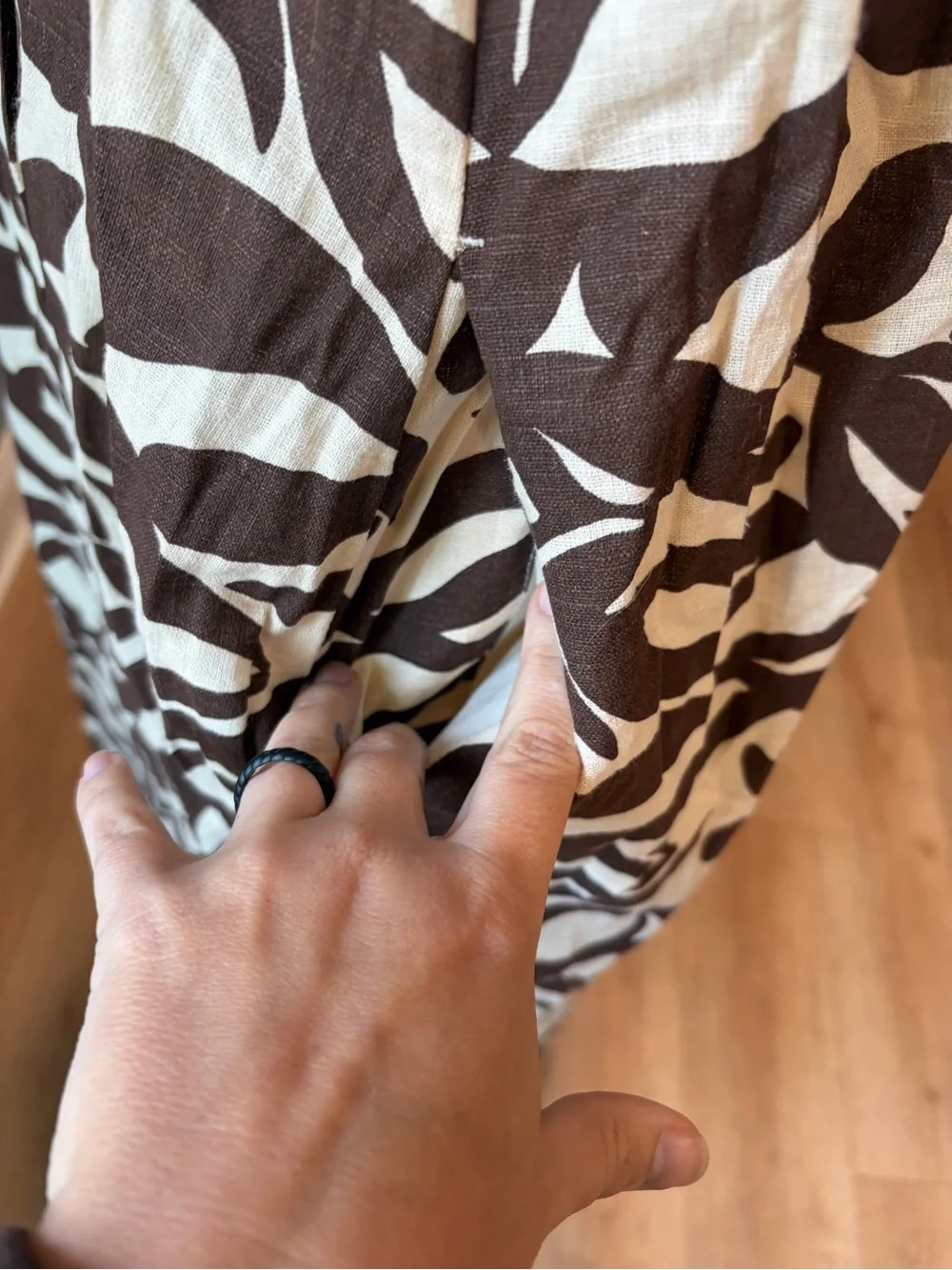 Abercrombie & Fitch Brown Cream Linen Blend Abstract Floral Maxi
